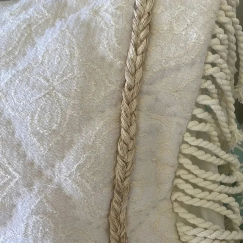 Anthropologie Tassel Textured Pillow Sham